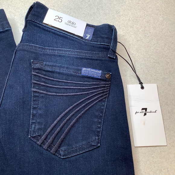 7 For All Mankind Jeans 25X35 Dojo Deep Blue NWT - Picture 2 of 6